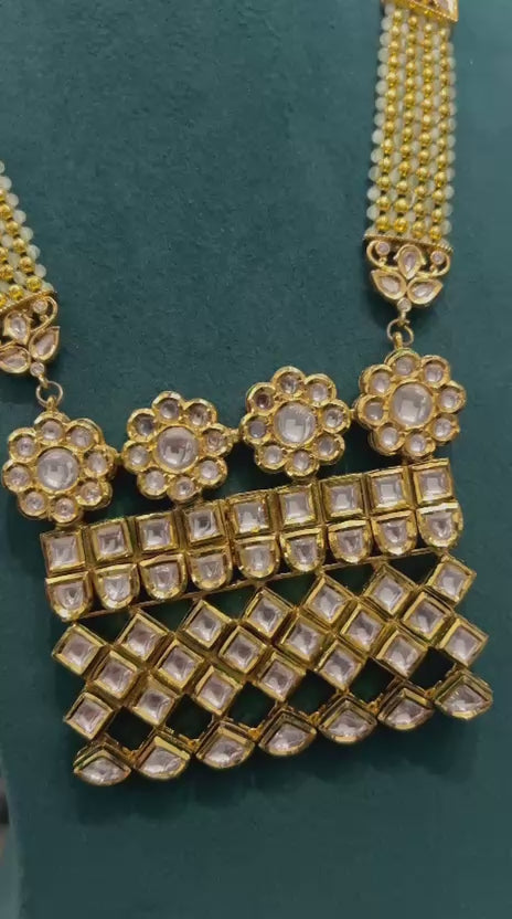 Royal Kundan Layered Block Choker Set with Floral Studs